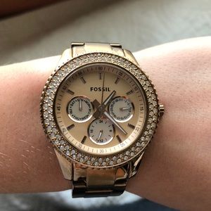 Rose Gold Diamond Fossil Watch